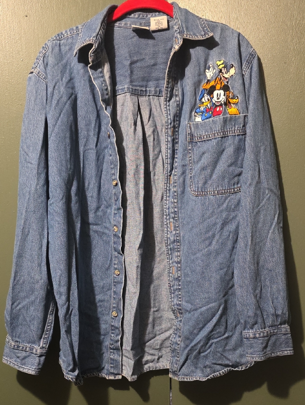 Disney Blue Denim Shirt with Embroidered Mickey Icon